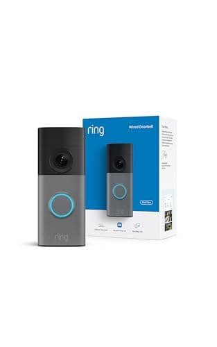 Ring Wired Doorbell 2K (newest model), Retinal 2K with wide-angle video, up to 6x Enhanced Zoom, and Two-Way Talk, Speckled Gray