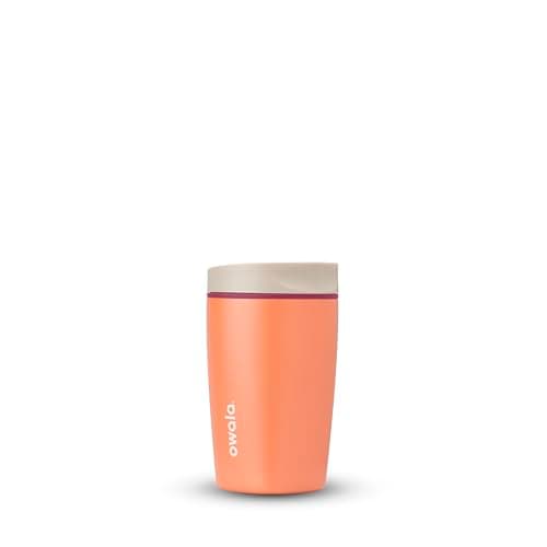 Owala SmoothSip Slider Insulated Stainless Steel Coffee Tumbler, Reusable Iced Coffee Cup, Hot Coffee Travel Mug, BPA Free 12 oz, Campfire Nights