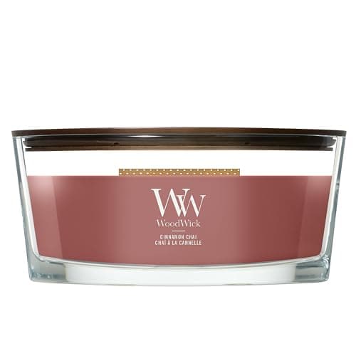 WoodWick Cinnamon Chai Scented Candle, Crackling Wick, 16oz