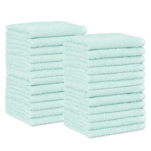 Amazon Basics Highly Absorbent 100% Cotton Washcloths for Bathroom, Fast Drying, Machine Washable, 12 x 12 inches,...