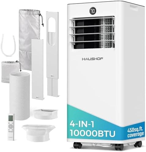 HAUSHOF 10000 BTU Portable Air Conditioner, White
