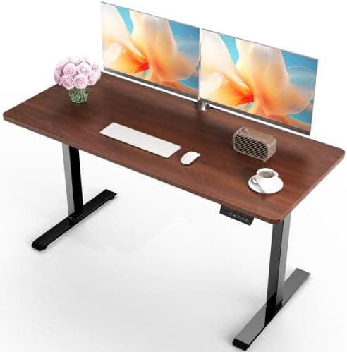 Veken 47.2 Inch Large Electric Standing Desk, Gaming Table, Walnut