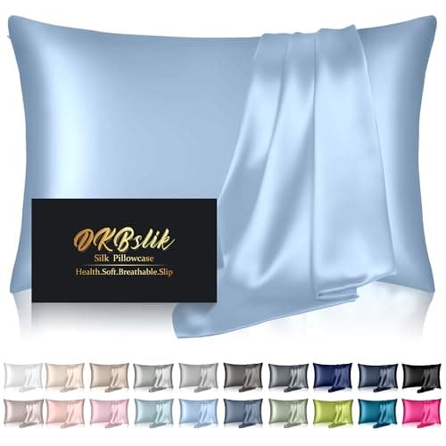 DKBslik Mulberry Silk Pillow Cases Standard Size with Zipper, Haze Blue