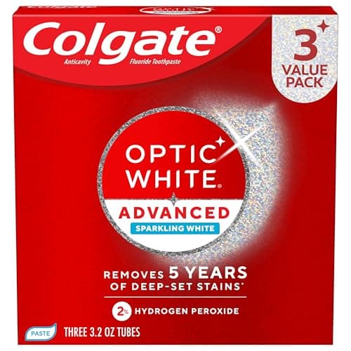 Colgate Optic White Advanced Hydrogen Peroxide Toothpaste, 3 Pack, 3.2 oz