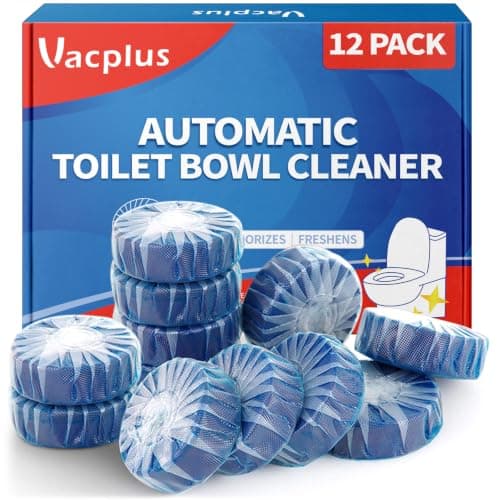 Vacplus Toilet Bowl Cleaner Tablets, 12 Pack, Auto Cleaning, Long-Lasting