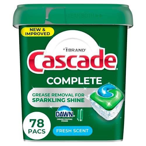 Cascade Complete Dishwasher Pods - Fresh Scent ActionPacs, Dishwasher Detergent, Dishwasher Soap, Detergent Pods, 78 Count